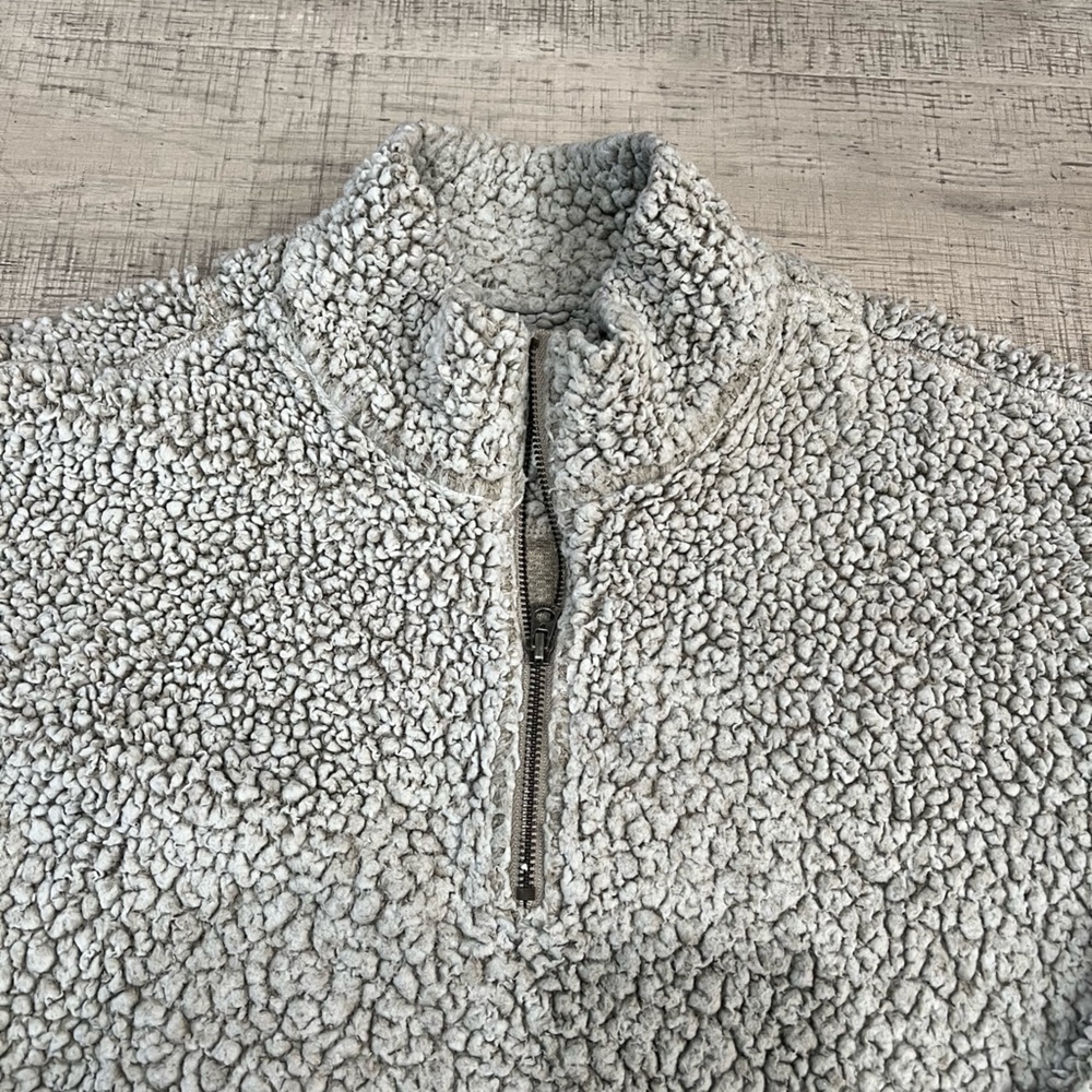 Dylan Light Grey Faux Fur Sherpa 3/4 Zip Up Pull Over Size Small - Picture 12 of 12